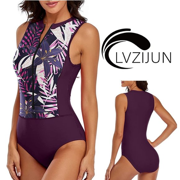 LVZIJUN One Piece High Neck UPF 50 Surfing Swimsuit  🏄  NEW! - Picture 1 of 16